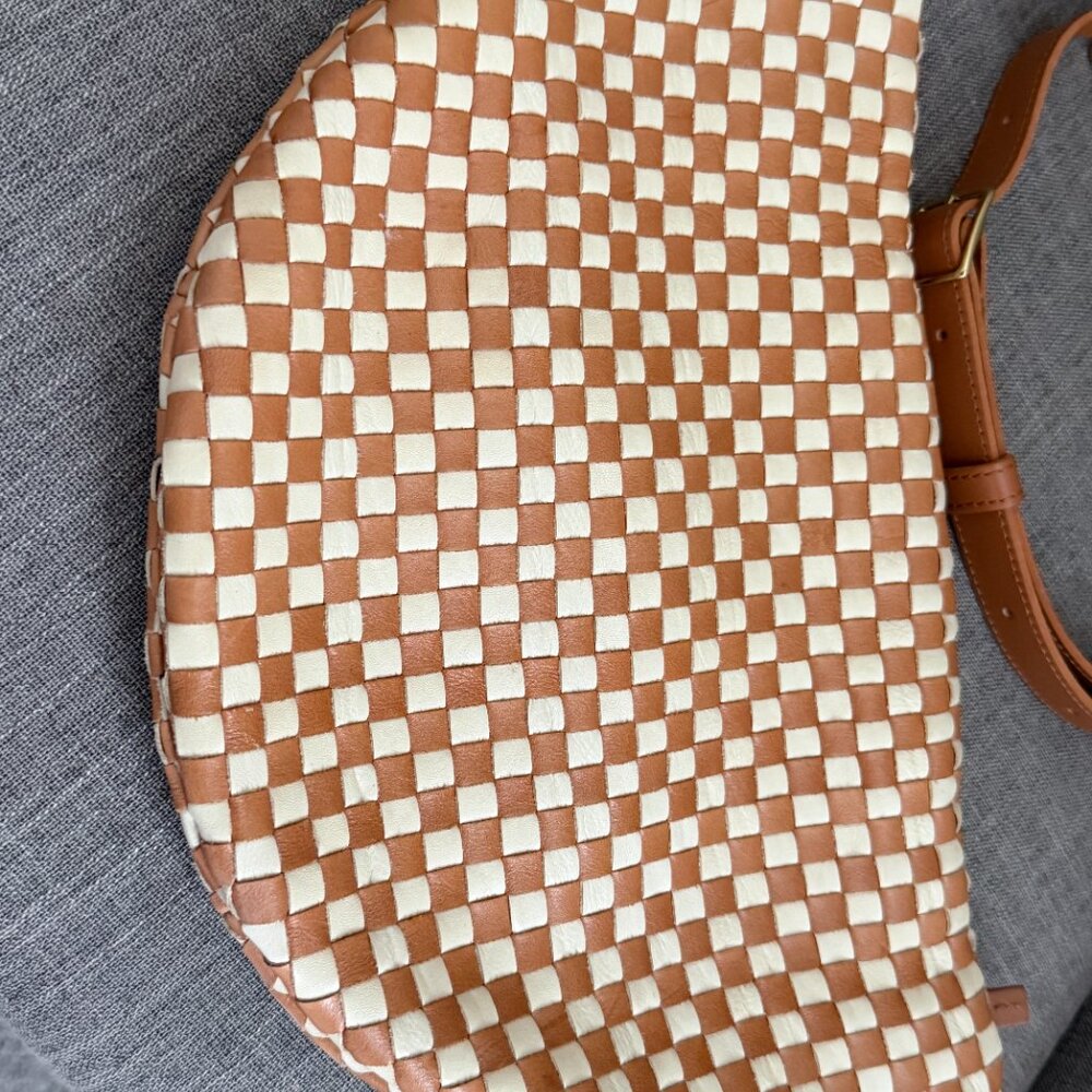 CLARE V GRANDE FANNY BAG TAN CREAM CHECKER - Picture 3 of 5
